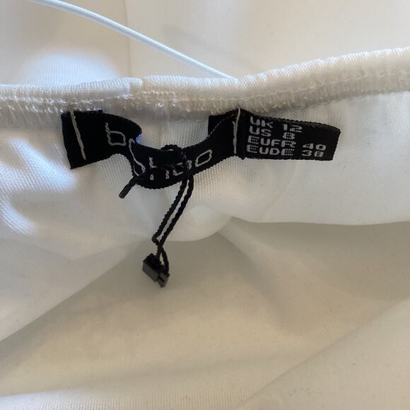 Boohoo White One-Shoulder Puff Sleeve Midi Dress Size 8‎ Bodycon Scuba - Picture 2 of 7